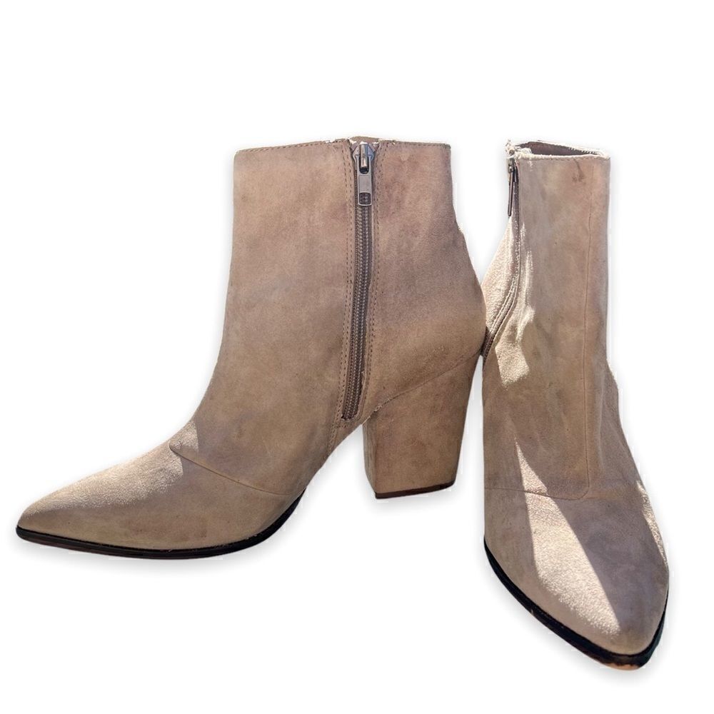 Steve Madden Marissa Point Toe Grey Suede Booties 9.5‎